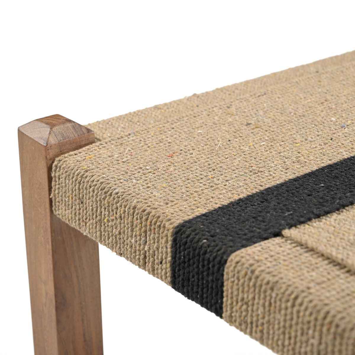 Manila 20" Ottoman Stool in Woven Natural and Black Rope by Home Trends & Design at Eve Furniture