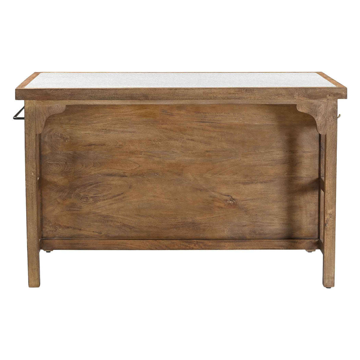 Manila 58" Kitchen Island Table with White Marble Top and Natural Mango Base by Home Trends & Design at Eve Furniture