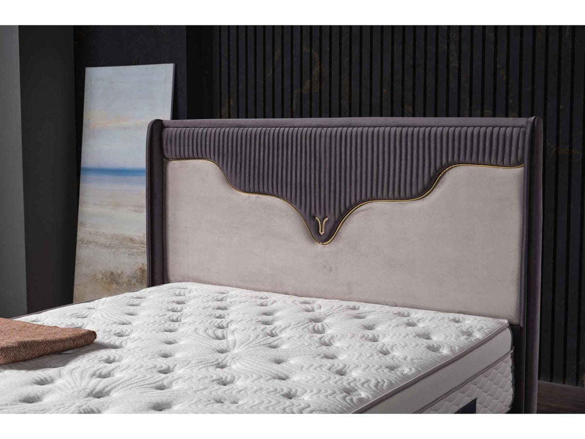 Manolya Storage Bed With Headboard Grey by Furnia at Eve Furniture