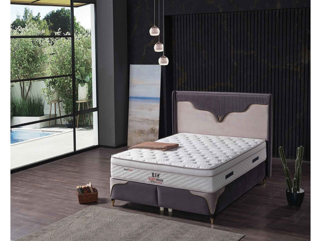 Manolya Storage Bed With Headboard Grey by Furnia at Eve Furniture