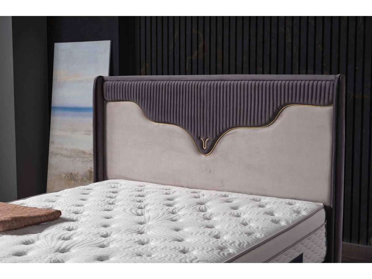 Manolya Storage Bed With Headboard Grey by Furnia at Eve Furniture