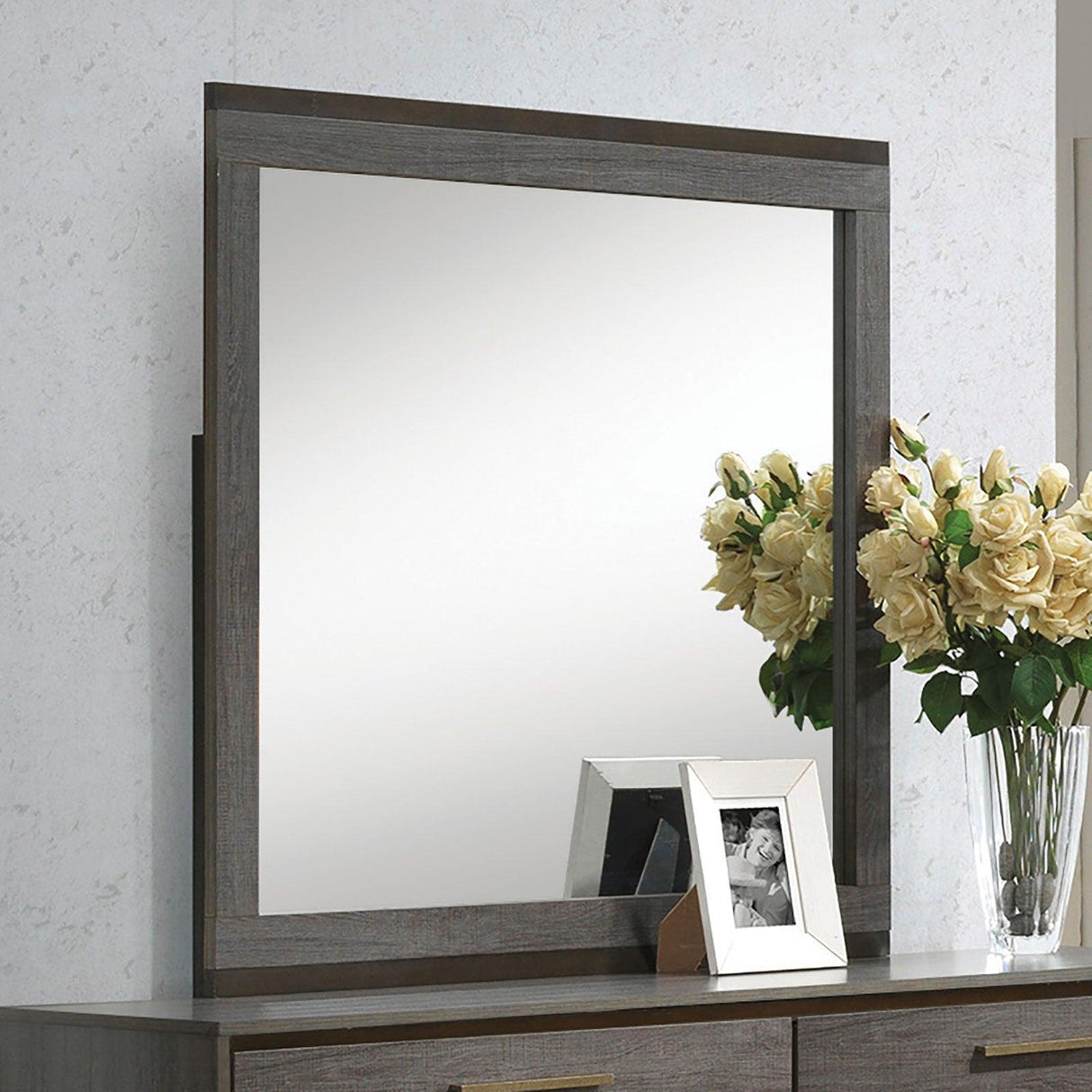 Manvel Two-Tone Antique Gray Mirror by Furniture of America at Eve Furniture
