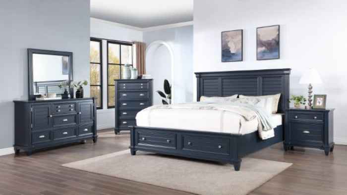 Manzanillo Slate Blue 5-Piece Queen Bedroom Set by Furniture of America at Eve Furniture