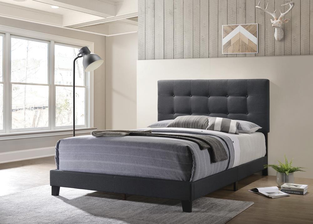 Mapes Charcoal Tufted Upholstered Eastern King Bed by Coaster at Eve Furniture