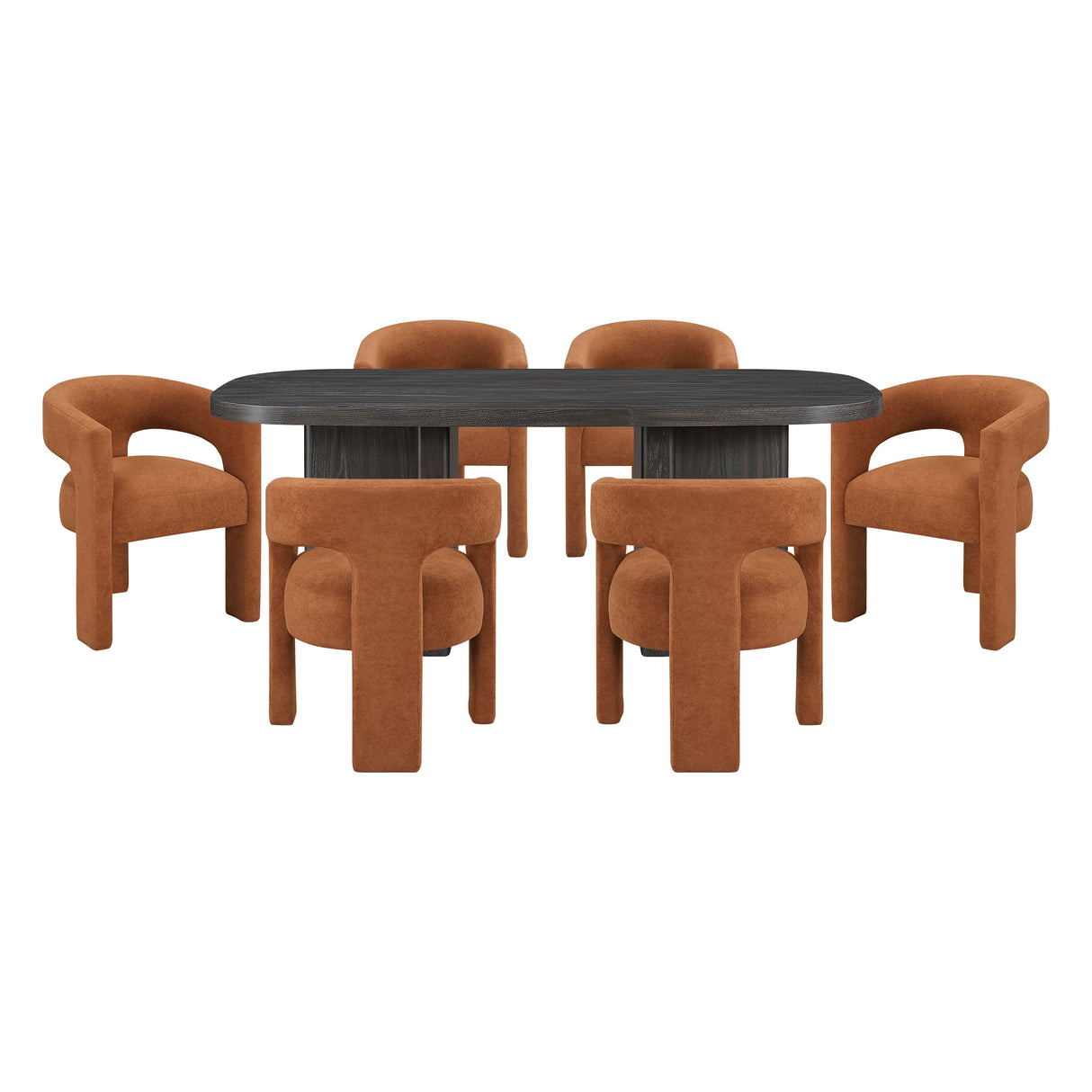 Marais Ebony & Orange Boucle 7-Piece 82" Dining Set by Homelegance at Eve Furniture