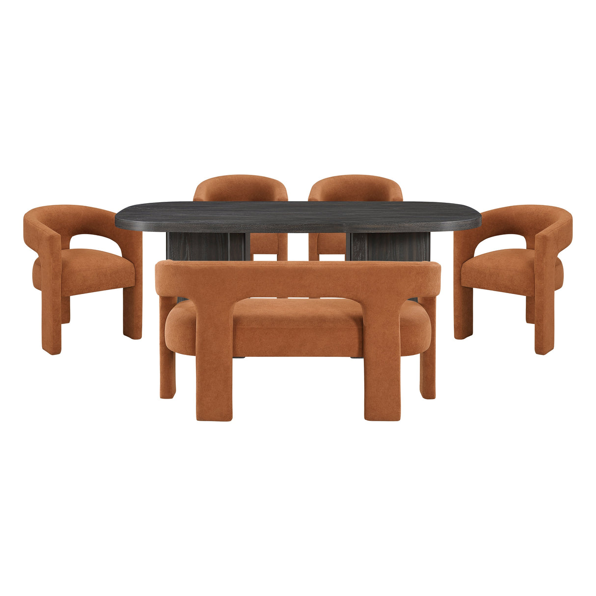 Marais Ebony/Orange Boucle 6-Piece 82" Dining Set by Homelegance at Eve Furniture