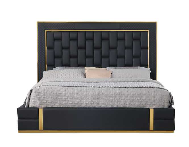 Marbella Black/Gold King Storage Platform Bed by New Era Innovations at Eve Furniture