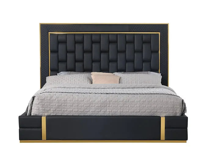 Marbella Black/Gold King Storage Platform Bed by New Era Innovations at Eve Furniture