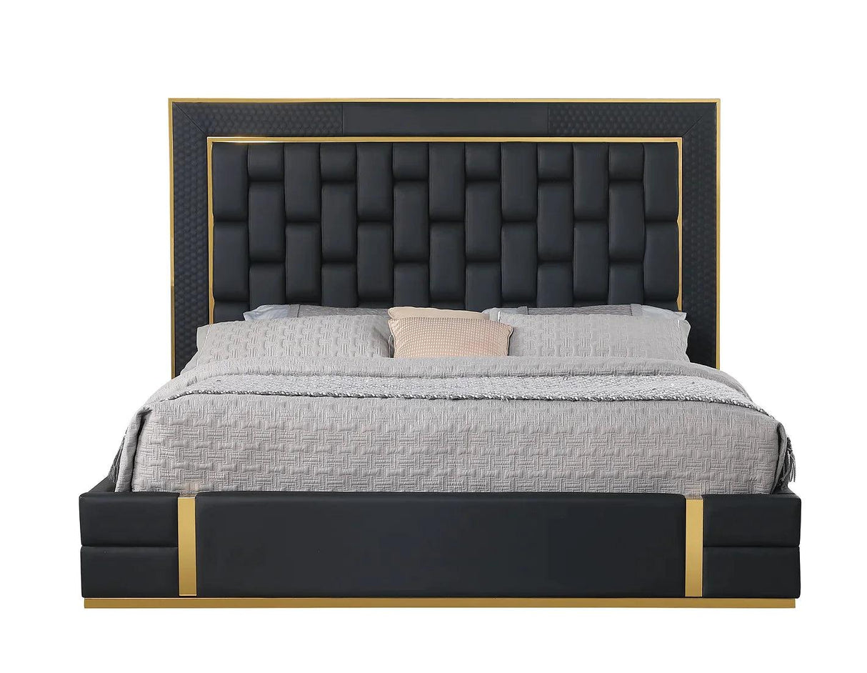 Marbella Black/Gold Queen Storage Platform Bed by New Era Innovations at Eve Furniture