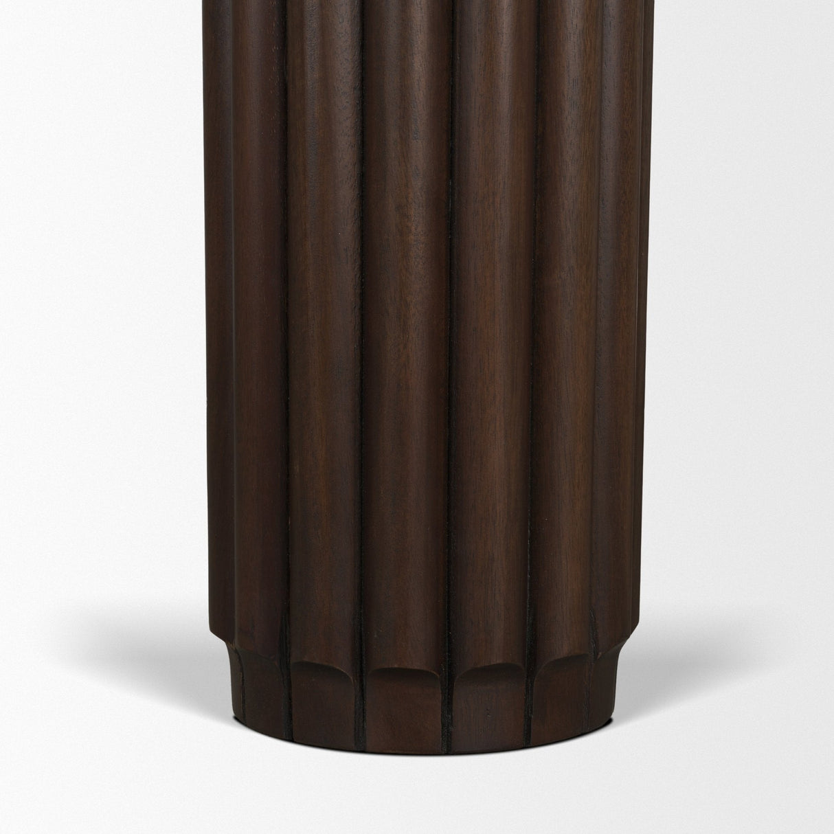 Marbrello Pink Marble Top Dark Brown Fluted Wood Half Moon Console Table Top by Mercana at Eve Furniture