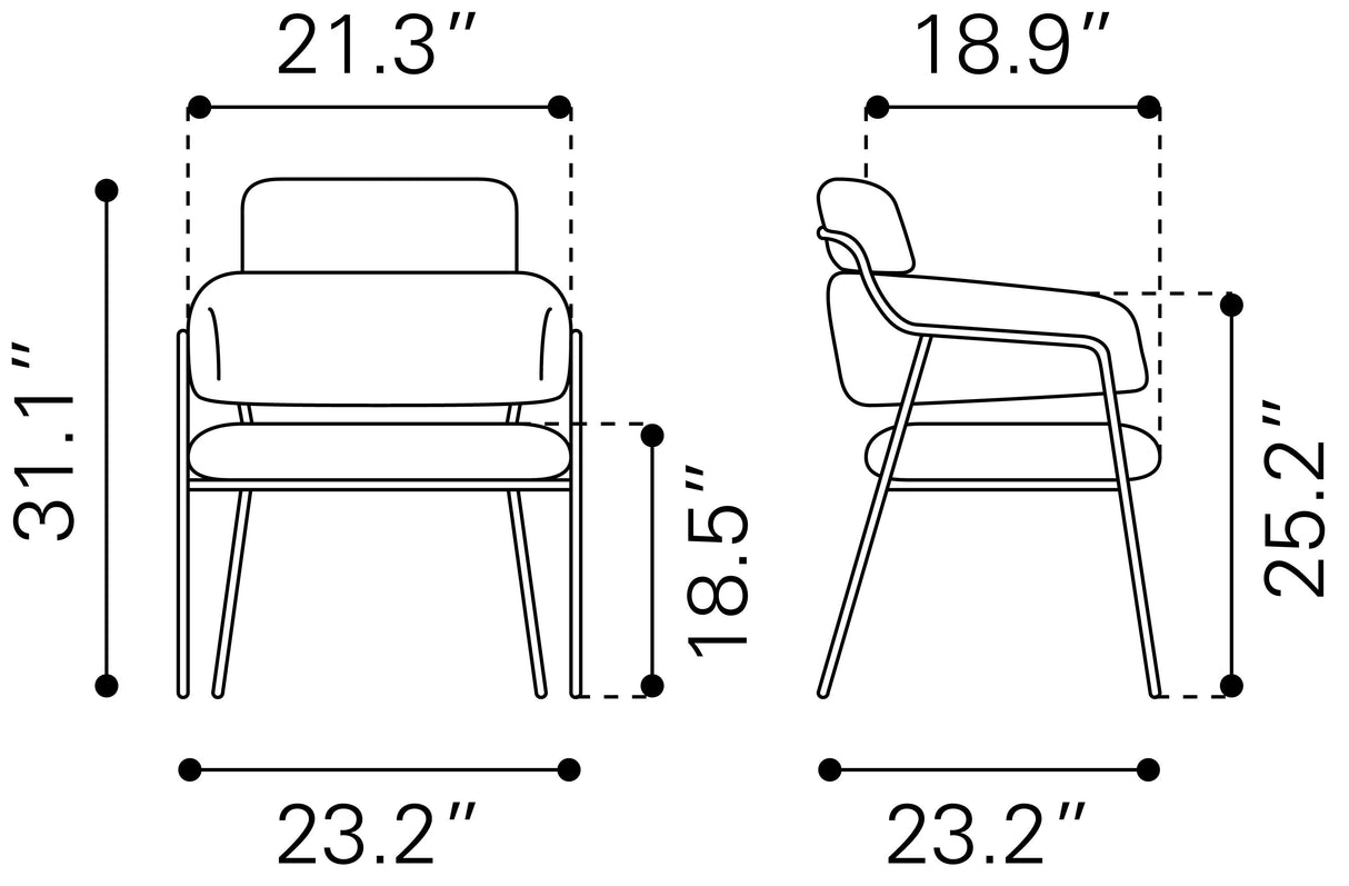 Marcel Cream Dining Chair (Set of 2) by Zuomod at Eve Furniture