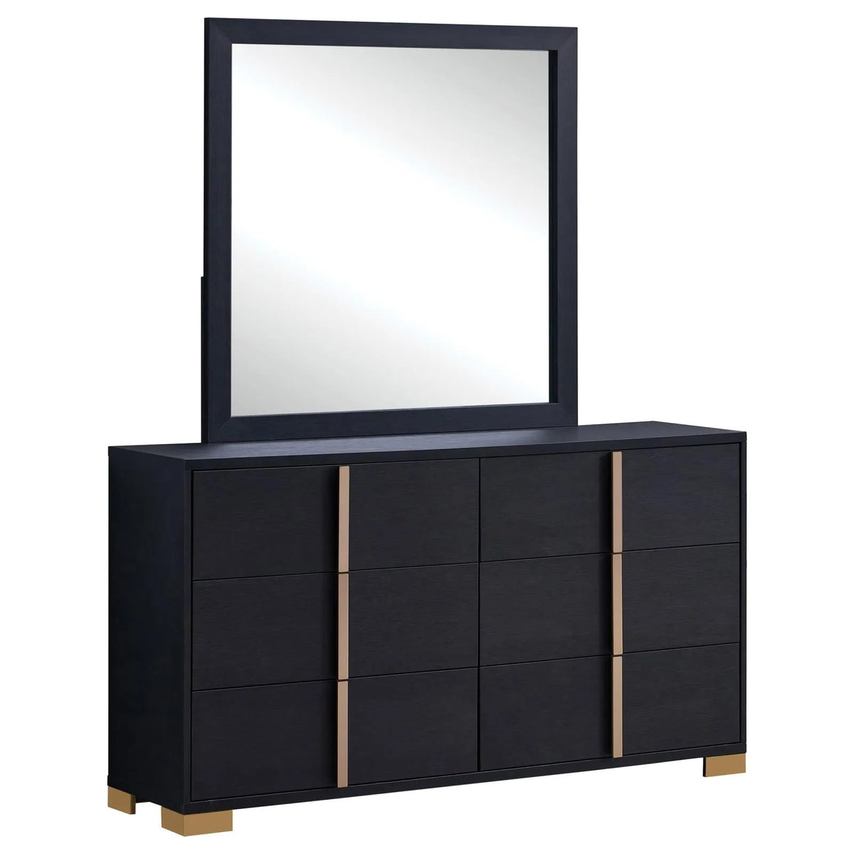 Marceline 6-drawer Dresser with Mirror Black by Coaster at Eve Furniture