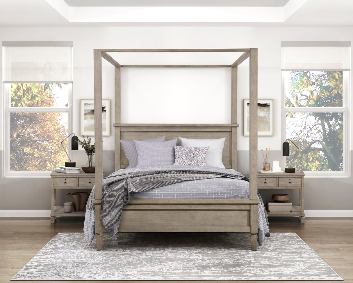 Marceline Gray Oak California King Canopy Platform Bed by Homelegance at Eve Furniture