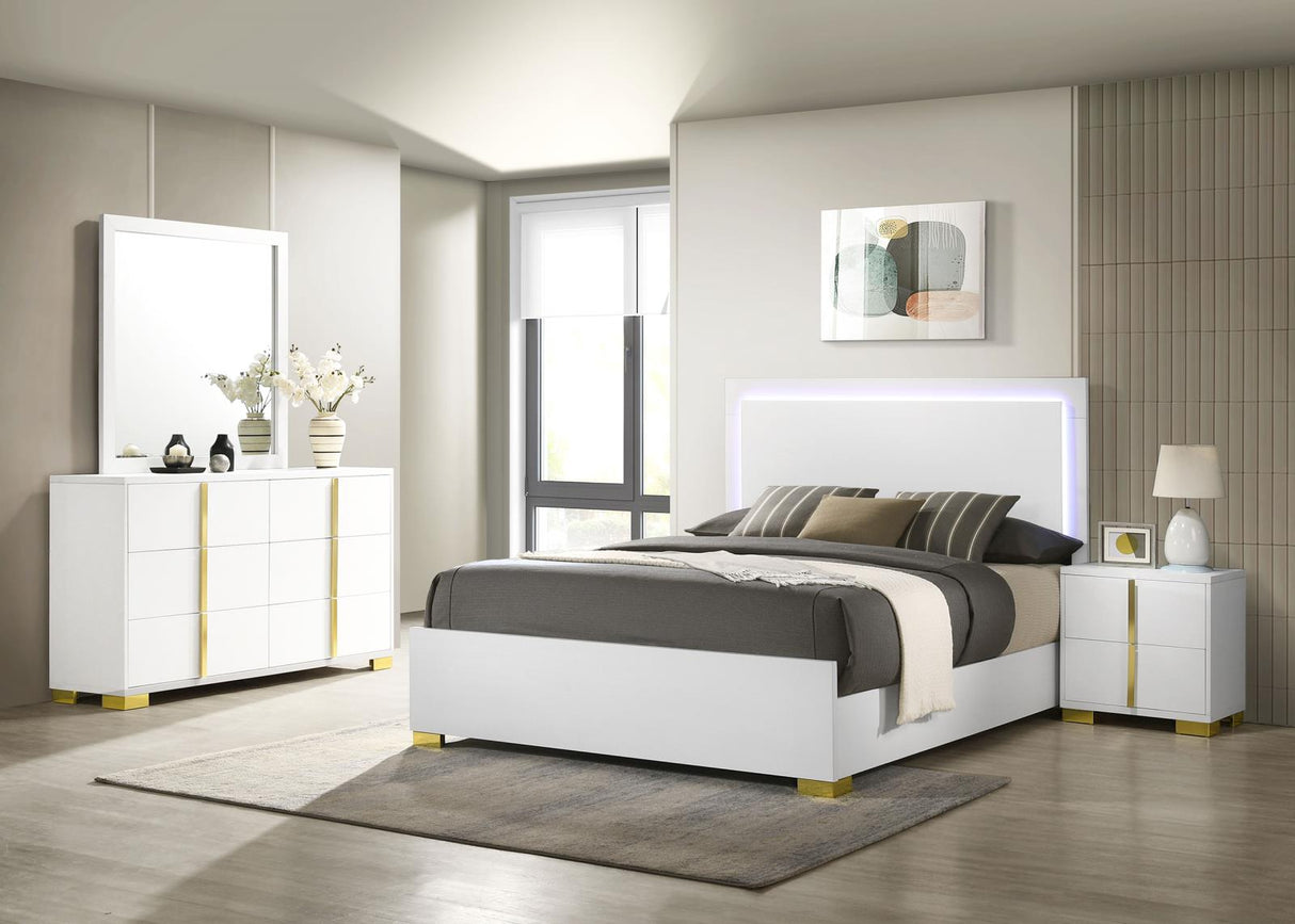 Marceline White 4-Piece Eastern King Bedroom Set with LED Headboard by Coaster at Eve Furniture