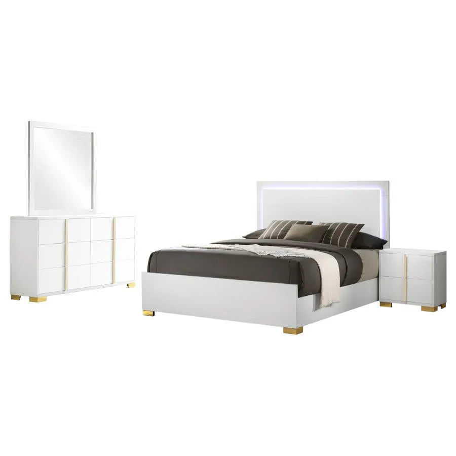 Marceline White 4-Piece Queen Bedroom Set with LED Headboard by Coaster at Eve Furniture