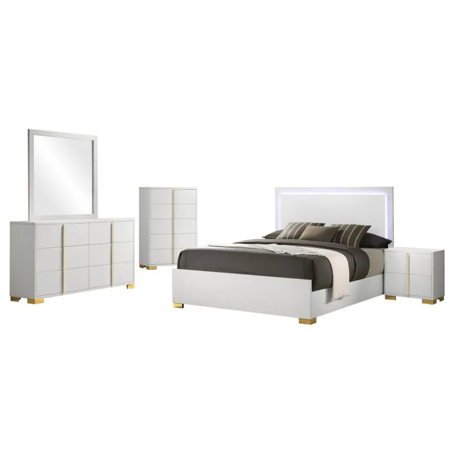 Marceline White 5-Piece Queen Bedroom Set with LED Headboard by Coaster at Eve Furniture