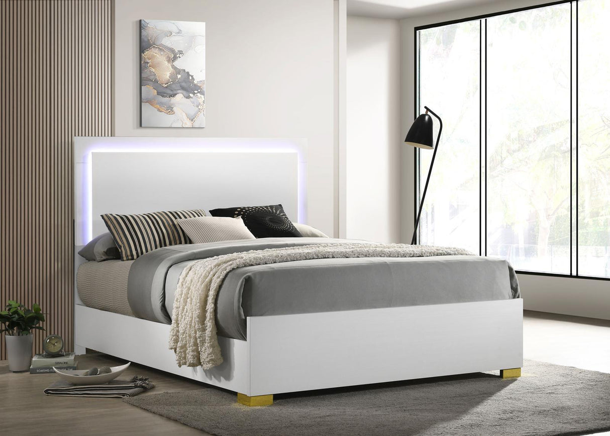 Marceline White Eastern King Bed with LED Headboard by Coaster at Eve Furniture