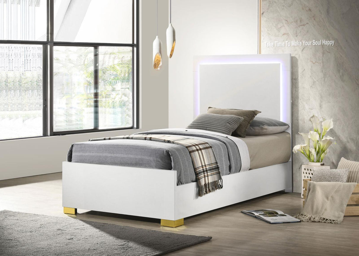 Marceline White Twin Bed with LED Headboard by Coaster at Eve Furniture