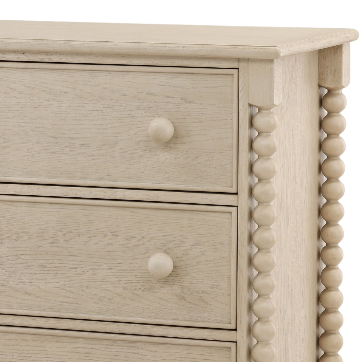 Marcellina 6 Drawer Dresser, White Wash by Dovetail at Eve Furniture