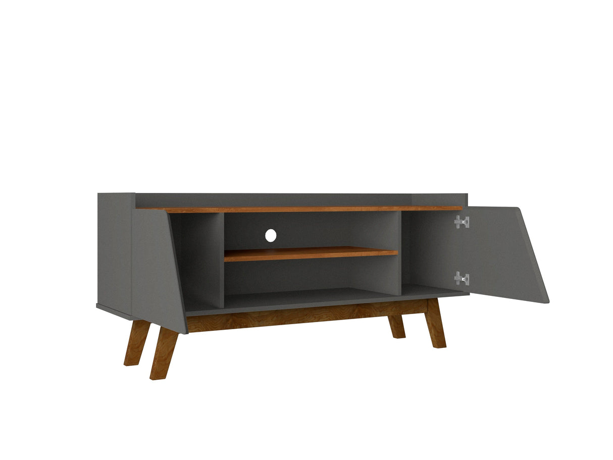 Marcus 53.14 TV Stand in Grey and Nature by Manhattan Comfort at Eve Furniture
