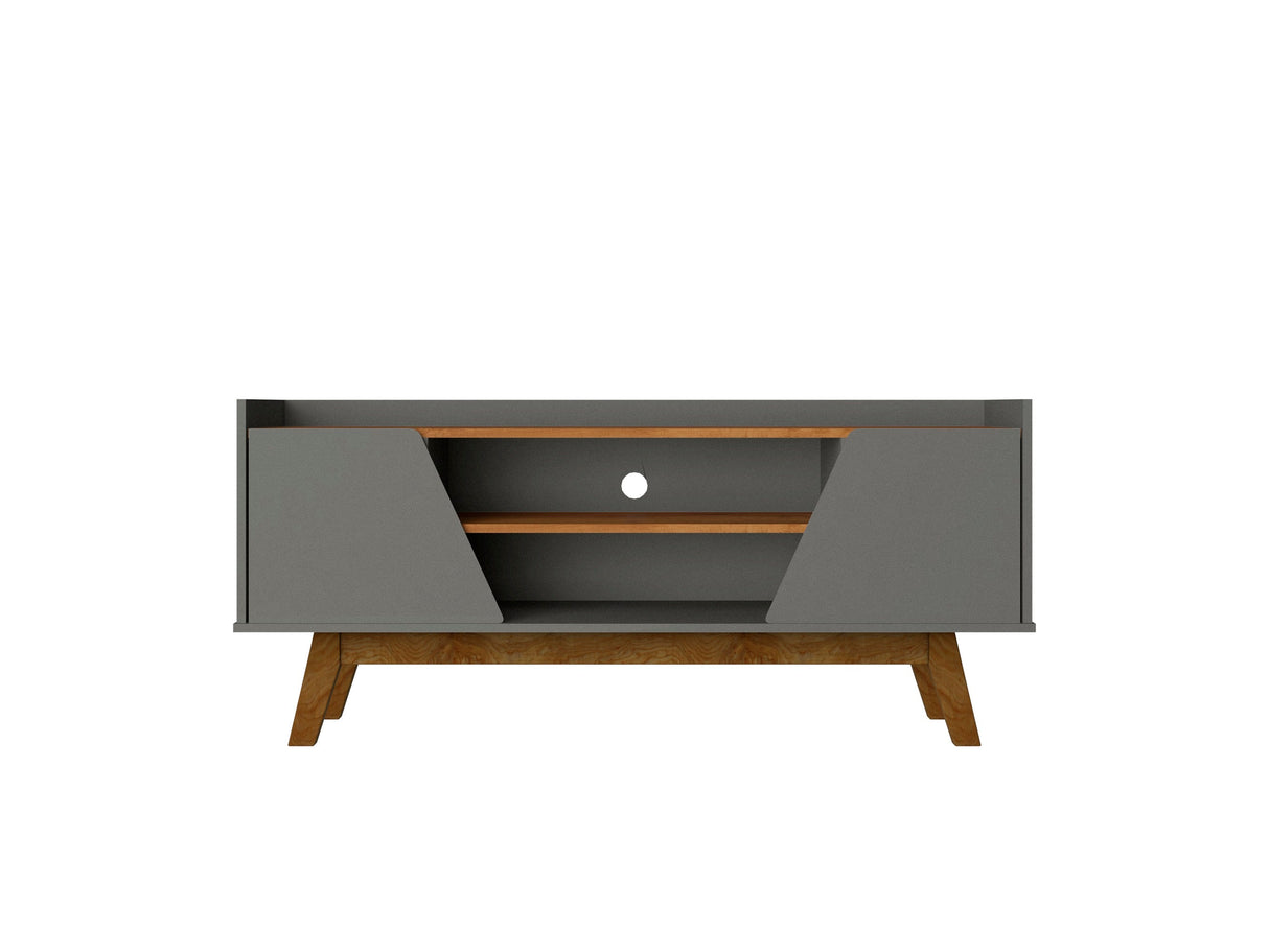 Marcus 53.14 TV Stand in Grey and Nature by Manhattan Comfort at Eve Furniture