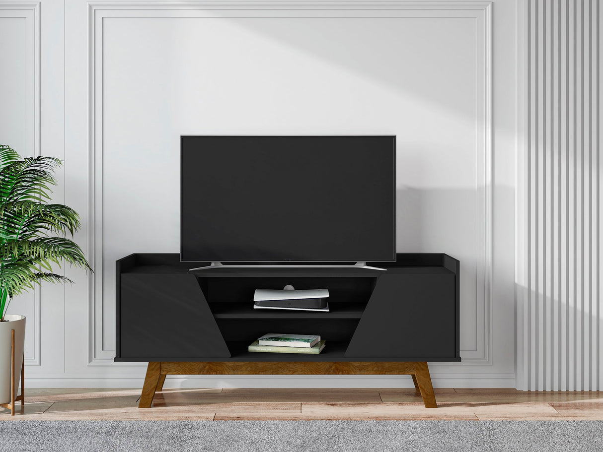 Marcus 53.14 TV Stand in Matte Black by Manhattan Comfort at Eve Furniture