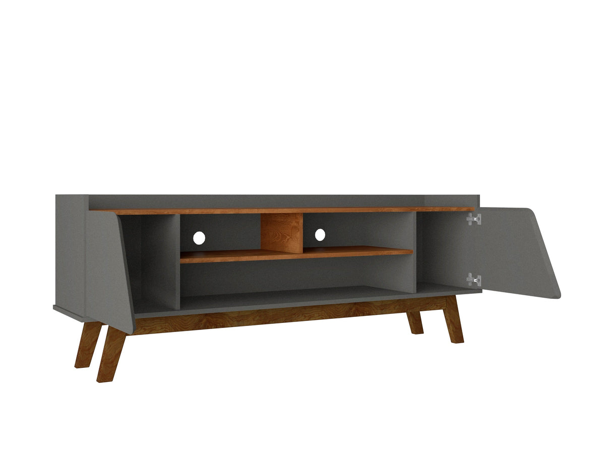 Marcus 62.99 TV Stand in Grey and Nature by Manhattan Comfort at Eve Furniture