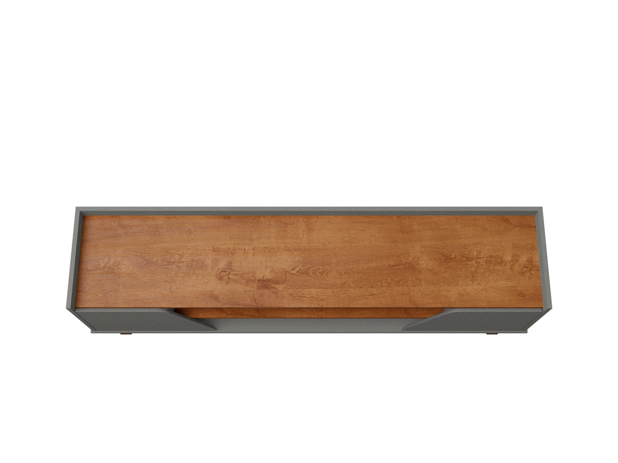 Marcus 62.99 TV Stand in Grey and Nature by Manhattan Comfort at Eve Furniture