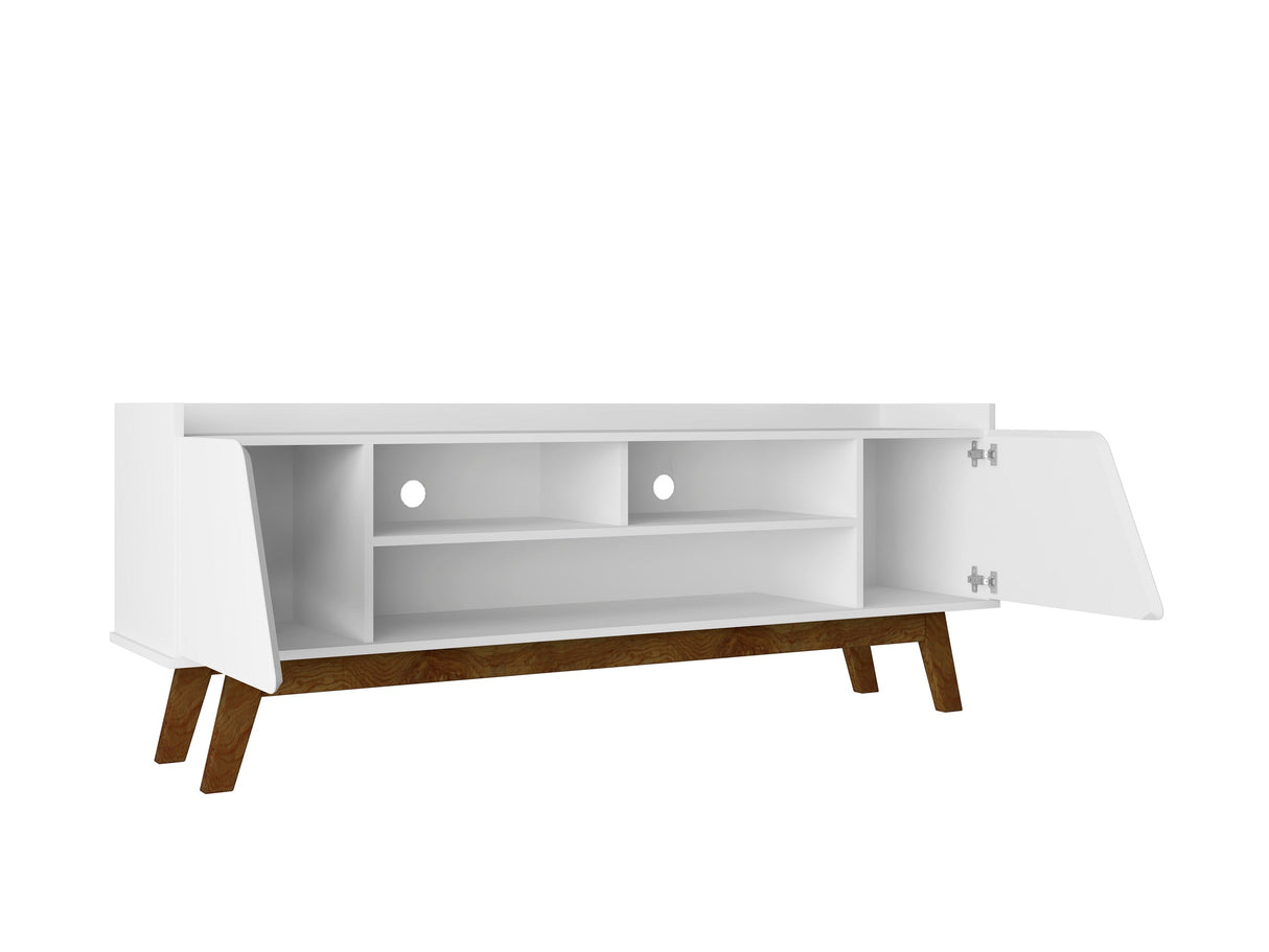 Marcus 62.99 TV Stand in White by Manhattan Comfort at Eve Furniture