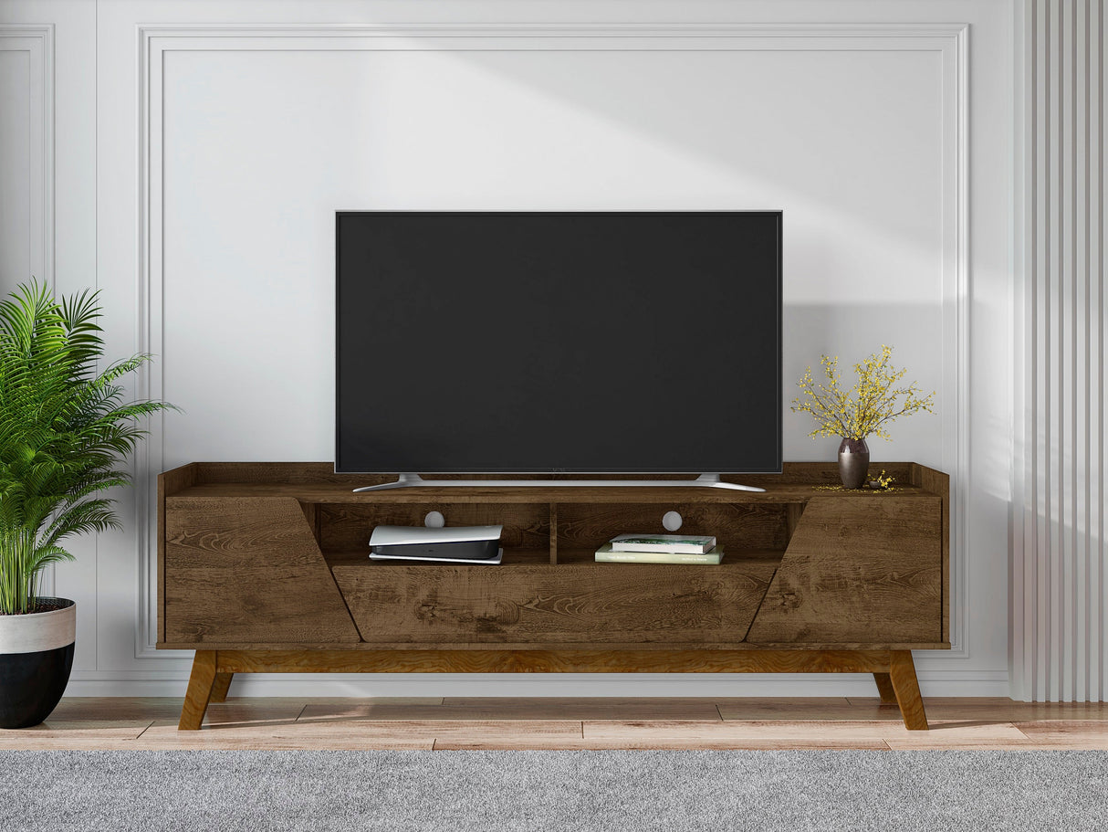 Marcus 70.86 TV Stand in Rustic Brown by Manhattan Comfort at Eve Furniture