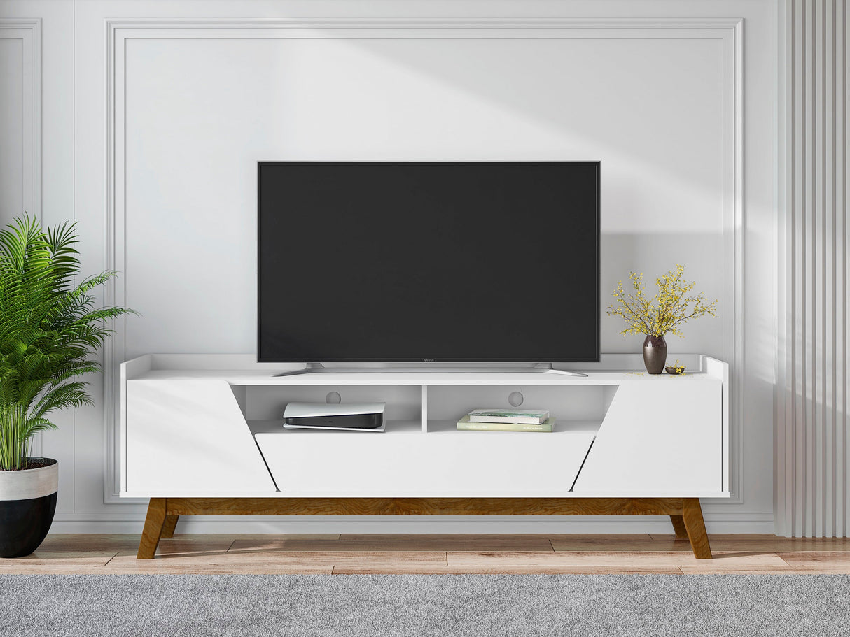 Marcus 70.86 TV Stand in White by Manhattan Comfort at Eve Furniture