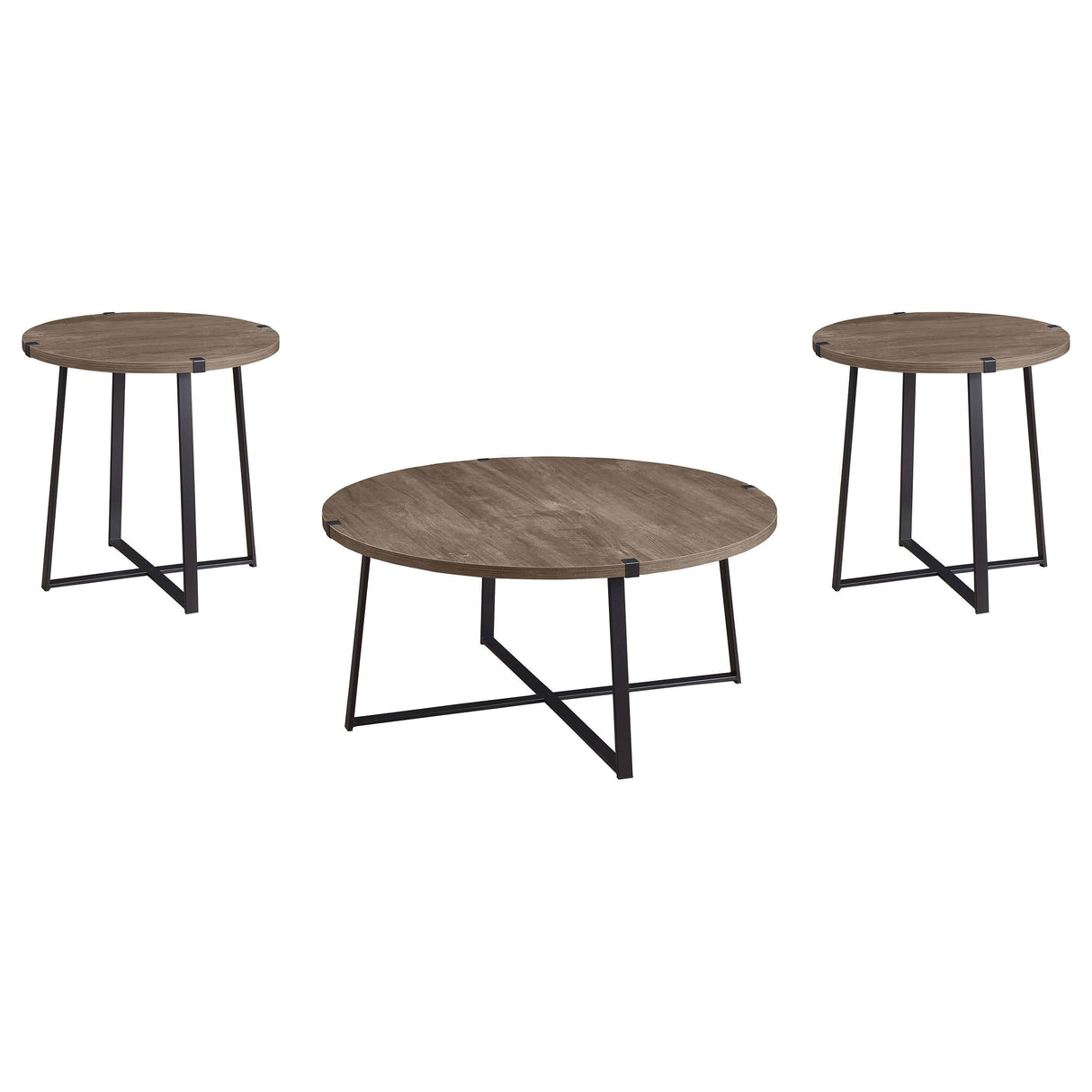 Marcus Light Brown 3-Piece Round Coffee and End Table Set by Coaster at Eve Furniture