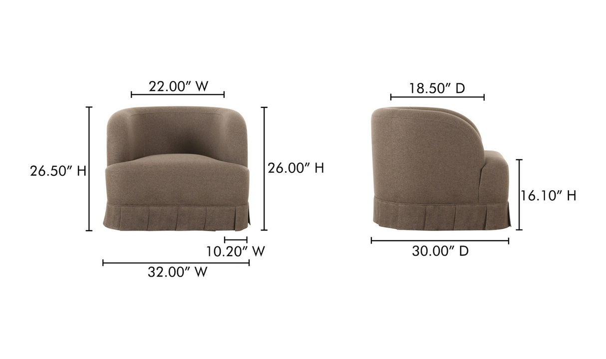 Maren Swivel Chair Brown by Moe's Home at Eve Furniture