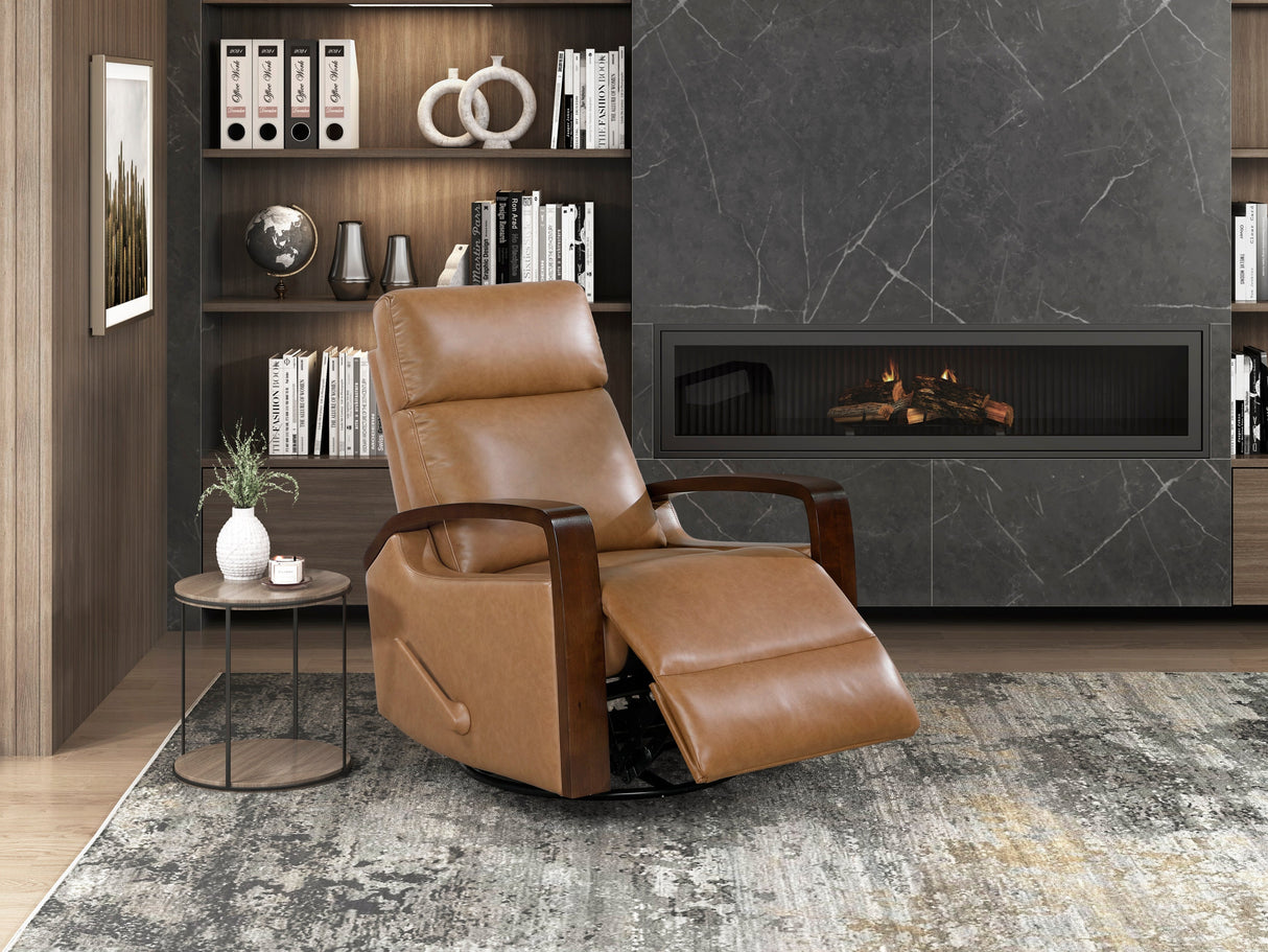 Margerie Camel Swivel Glider Reclining Chair