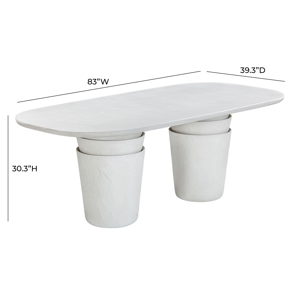 Margot Light Grey Faux Plaster Indoor / Outdoor Concrete 83" Oval Dining Table by TOV Furniture at Eve Furniture