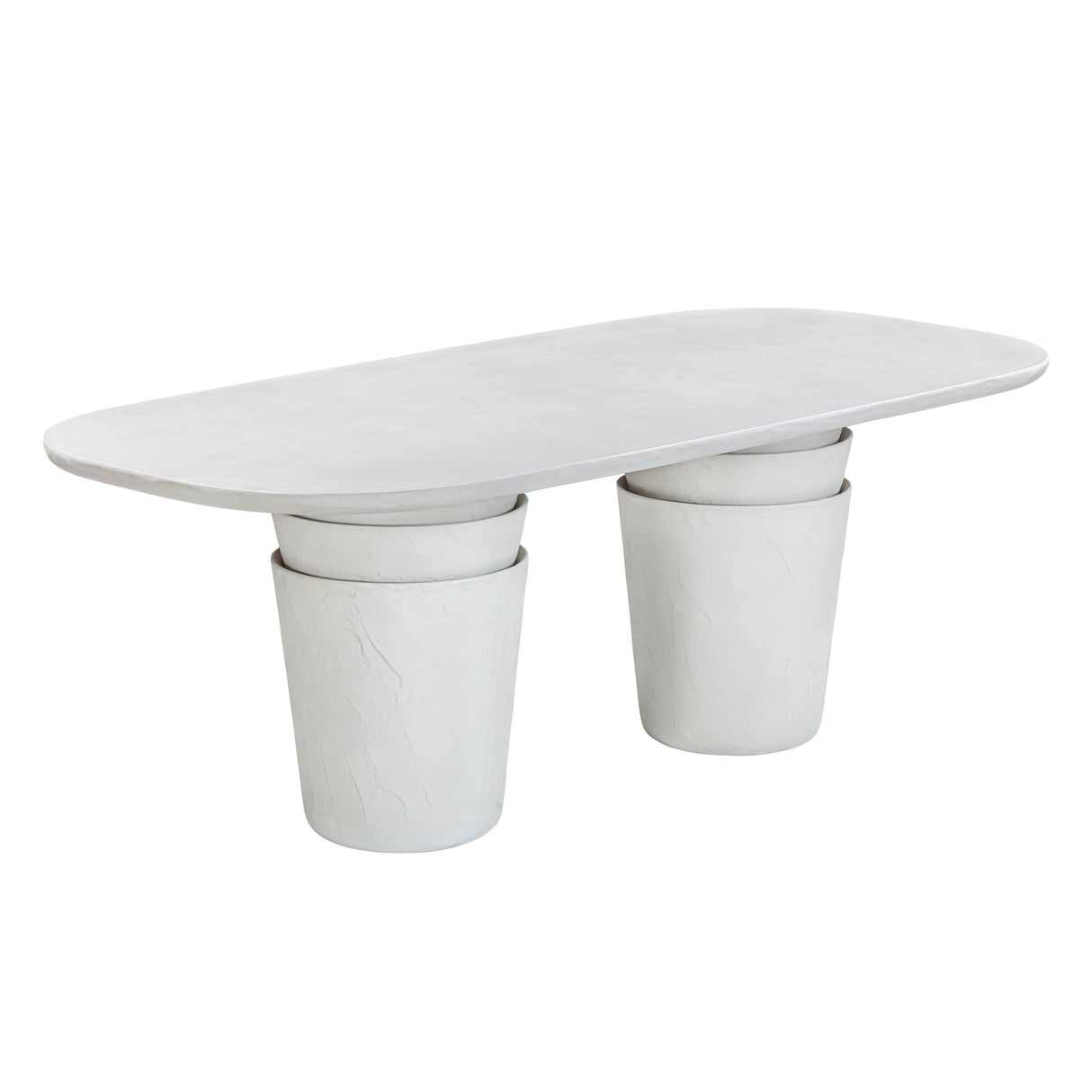 Margot Light Grey Faux Plaster Indoor / Outdoor Concrete 83" Oval Dining Table by TOV Furniture at Eve Furniture