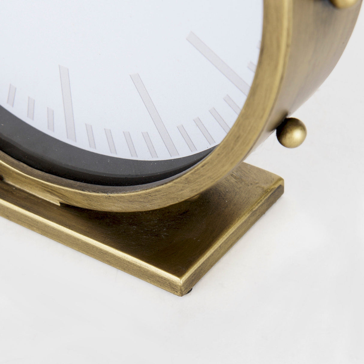 Marian 11.0L x 3.1W x 11.0H Gold Metal W/Studs Round Table Clock by Mercana at Eve Furniture