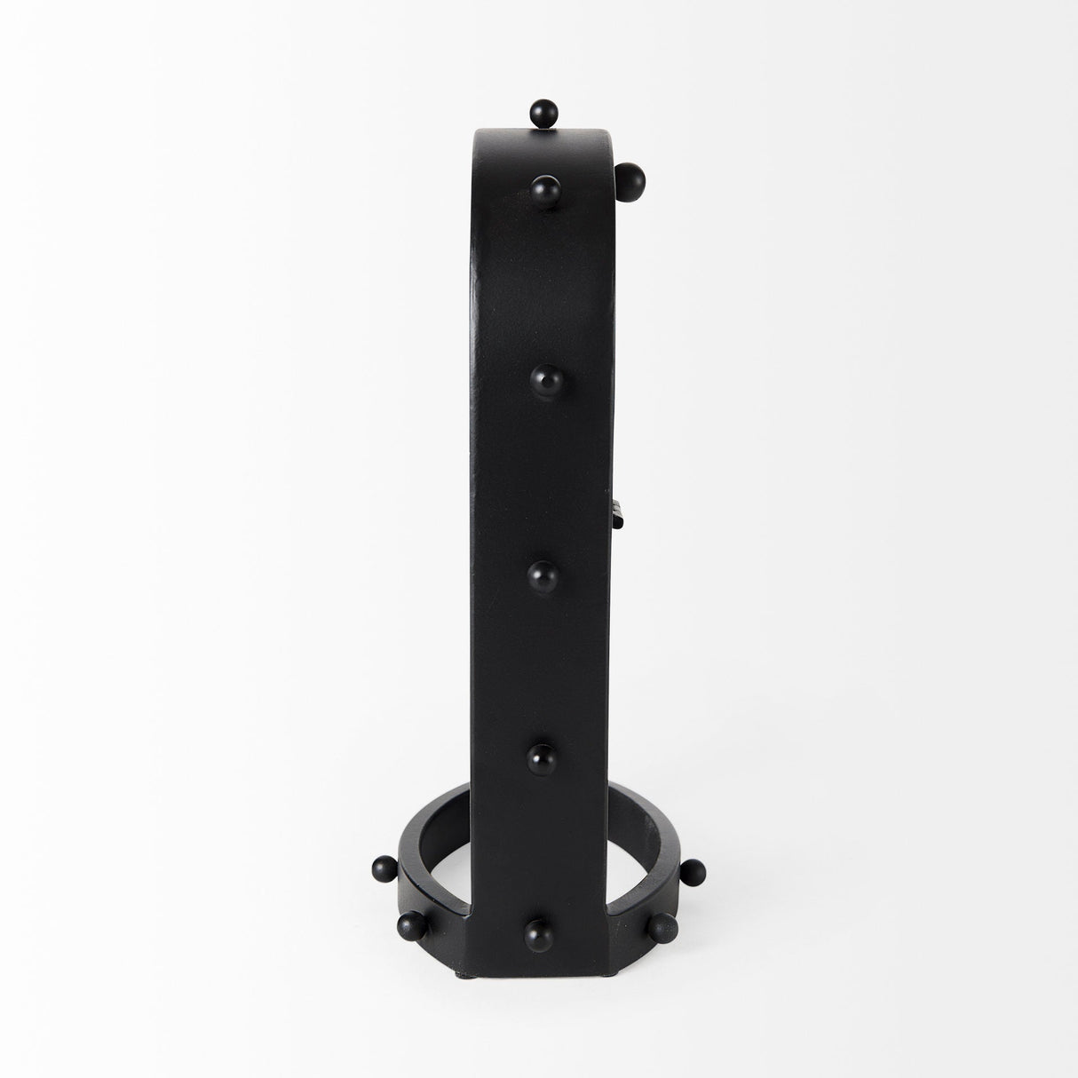 Marian 7.5L x 5.7W x 13.0H Black Studded Table Clock by Mercana at Eve Furniture