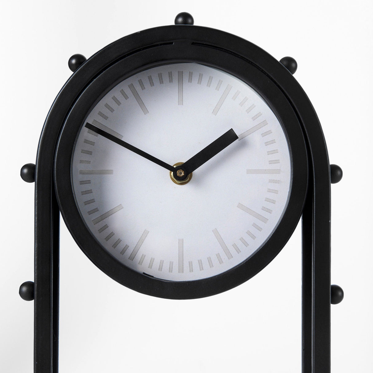 Marian 7.5L x 5.7W x 13.0H Black Studded Table Clock by Mercana at Eve Furniture
