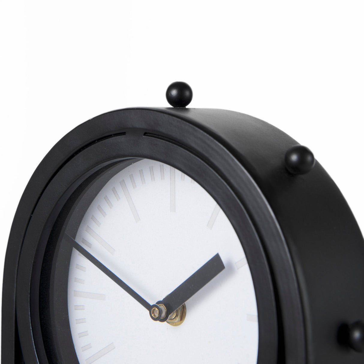 Marian 7.5L x 5.7W x 13.0H Black Studded Table Clock by Mercana at Eve Furniture