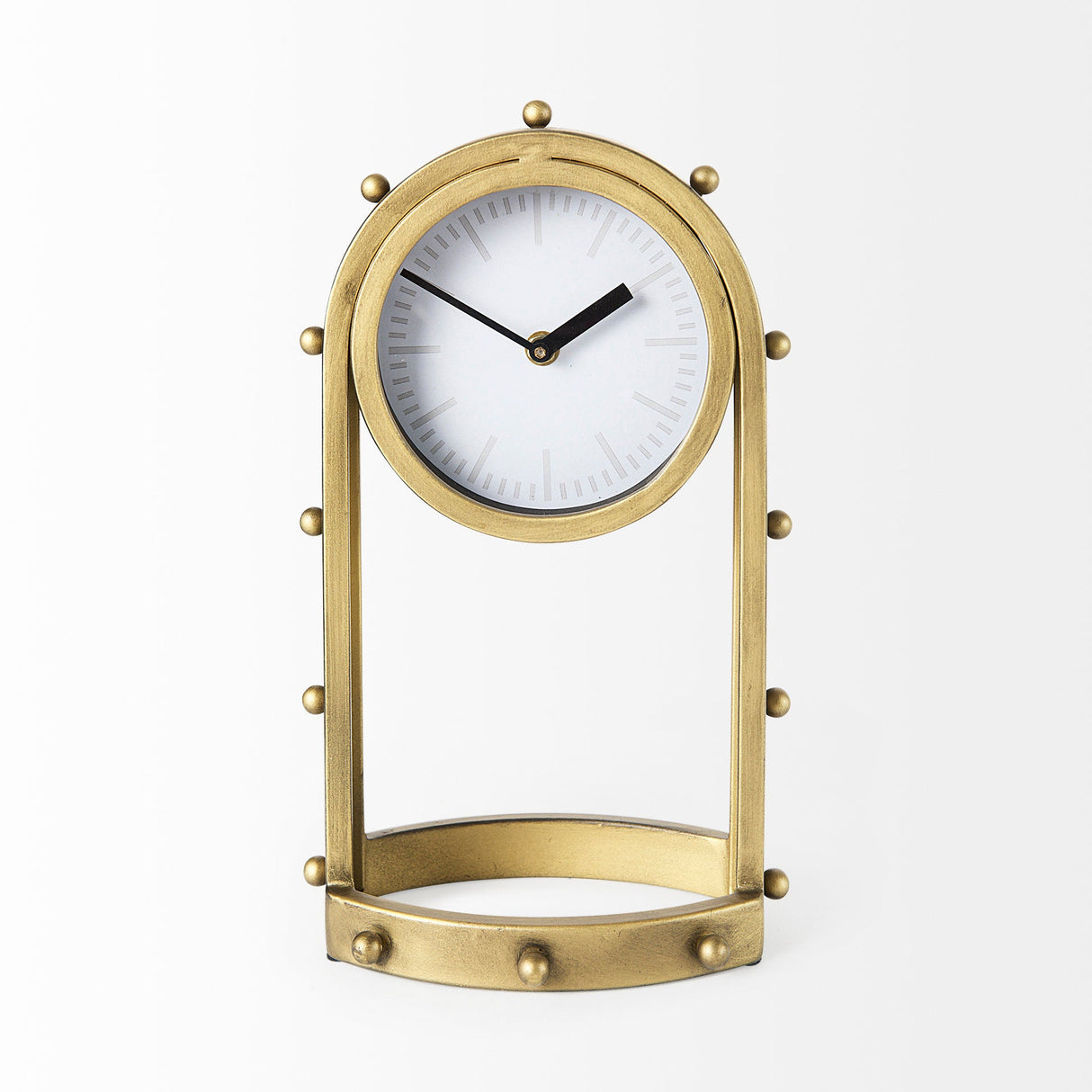 Marian 7.5L x 5.7W x 13.0H Gold Studded Table Clock by Mercana at Eve Furniture