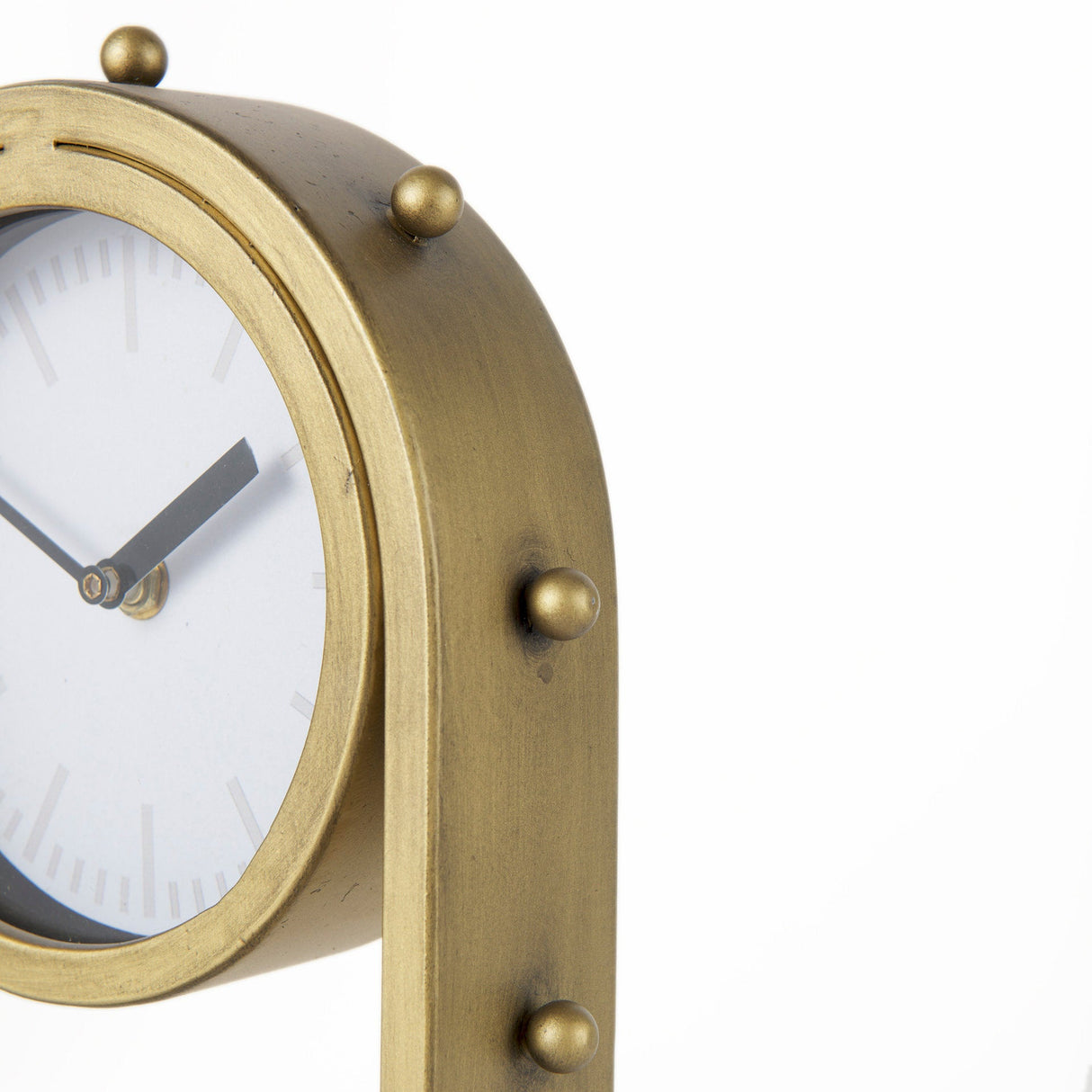Marian 7.5L x 5.7W x 13.0H Gold Studded Table Clock by Mercana at Eve Furniture