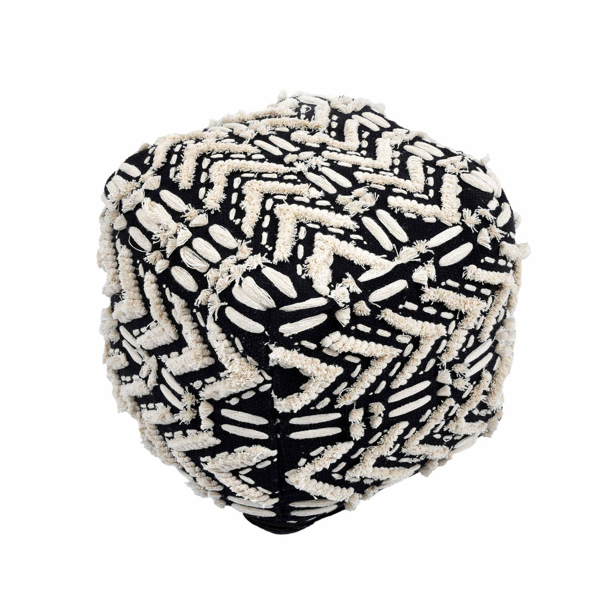 Mariel Black Cotton Pouf by TOV Furniture at Eve Furniture
