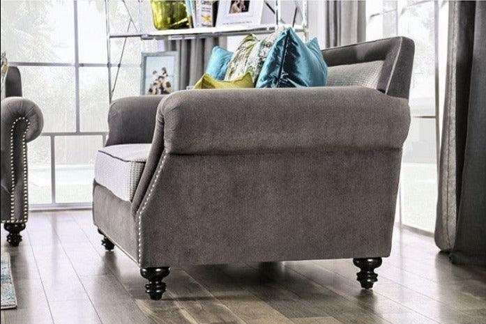Mariella Gray & Beige Stationary Sofa & Loveseat by Furniture of America at Eve Furniture