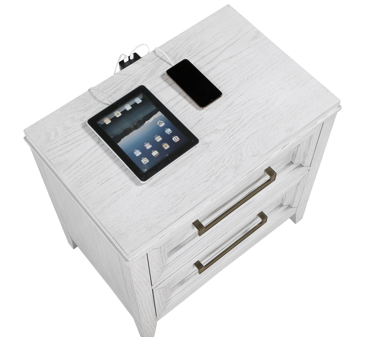 Marielle Distressed White 2-drawer Nightstand Bedside Table by Coaster at Eve Furniture