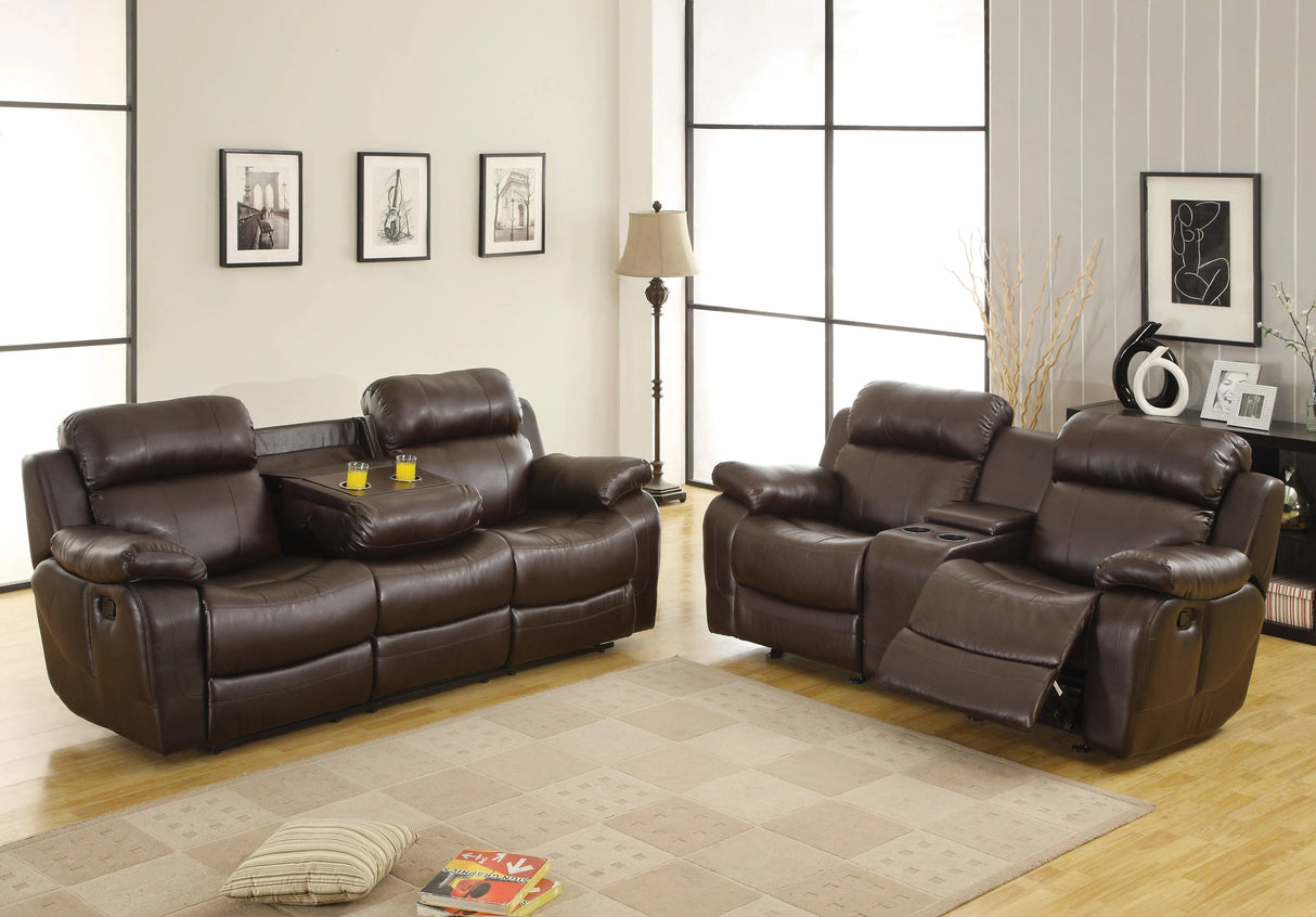 Marilla Brown Bonded Leather Reclining Living Room Set by Homelegance at Eve Furniture