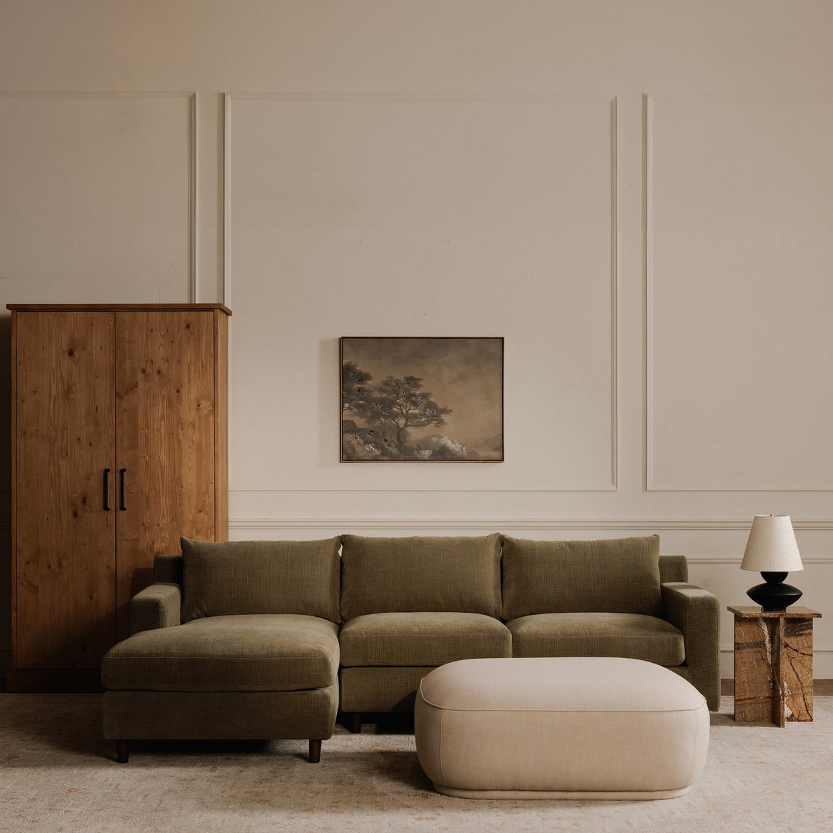 Marion Beige Square Ottoman by MOES at Eve Furniture