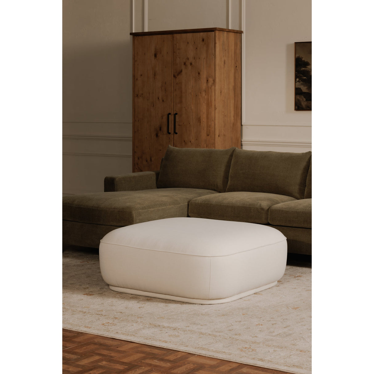 Marion White Square Ottoman by MOES at Eve Furniture