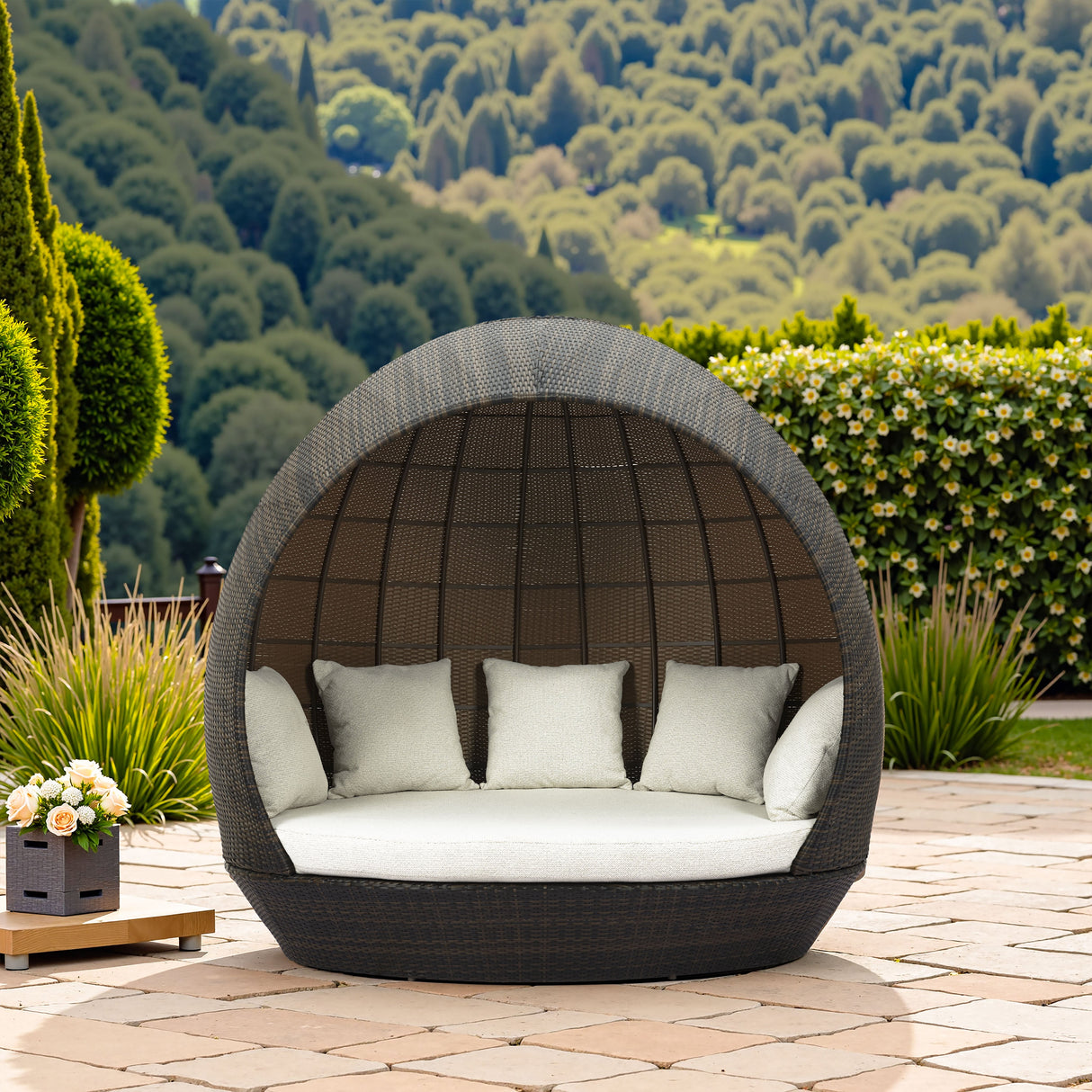 Marisol Brown & Beige Outdoor Beach Daybed by Zuomod at Eve Furniture