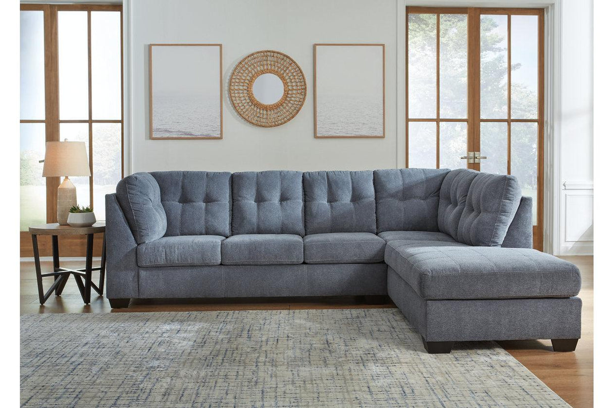 Marleton Denim 2-Piece Sectional with RAF Chaise by Ashley at Eve Furniture